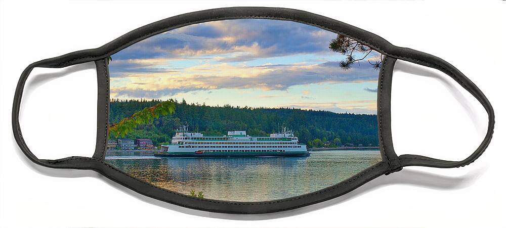 Landscape Face Mask featuring the photograph Dusk On Waterman Point by Bill TALICH
