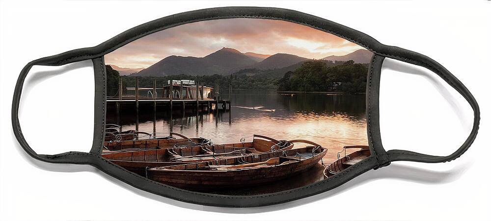 Cumbria Face Mask featuring the photograph Dusk over Derwent Water, The Lake District, England, UK by Sarah Howard