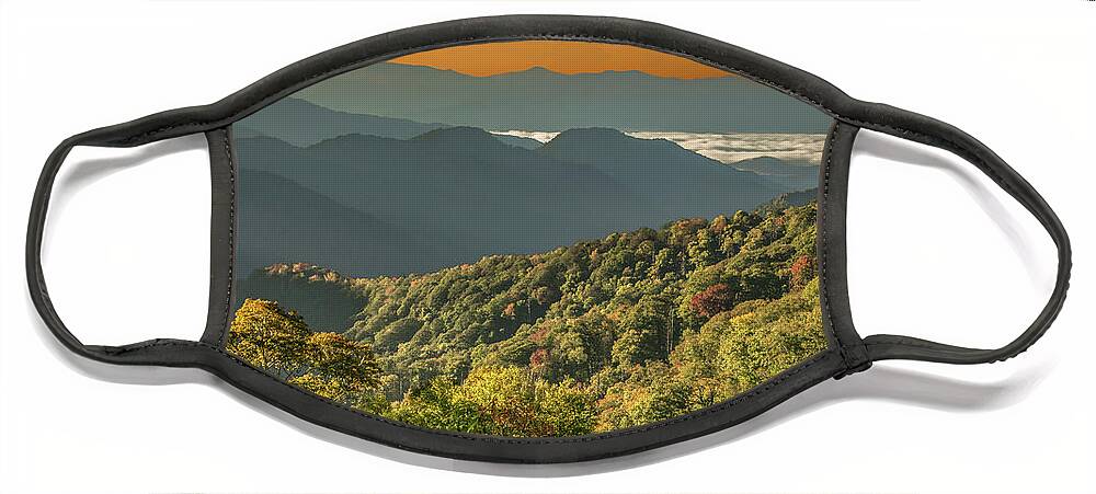 Great Smoky Mountains National Park Face Mask featuring the photograph Early Light Across the Ridges, Smoky Mountains by Marcy Wielfaert