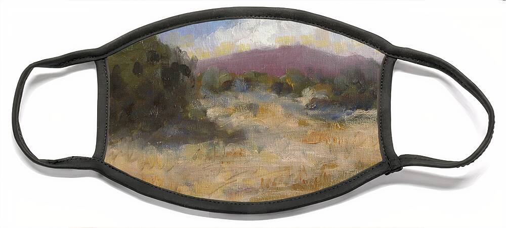 Realism Face Mask featuring the painting Early Spring - Santa Fe by Donelli DiMaria