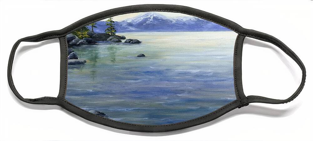 Lake Tahoe Face Mask featuring the painting East Shore Lake Tahoe by Darice Machel McGuire