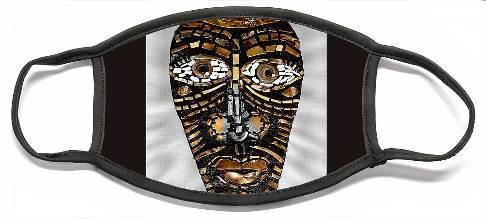 Polymer Clay Face Mask featuring the mixed media Ebony King Tribal Mask by Deborah Stanley