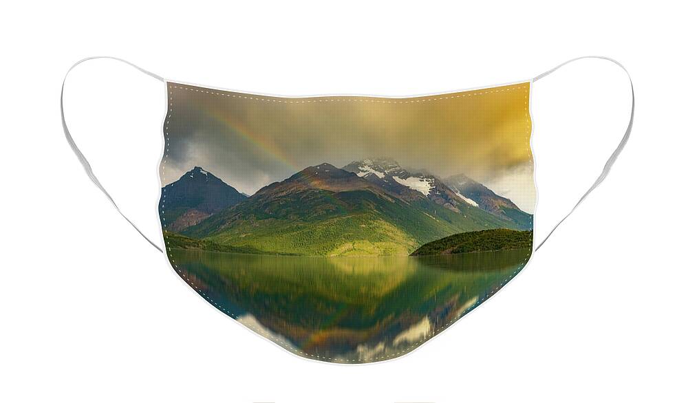 Chile Face Mask featuring the photograph Echos of Lago Dickson by Peng Shi