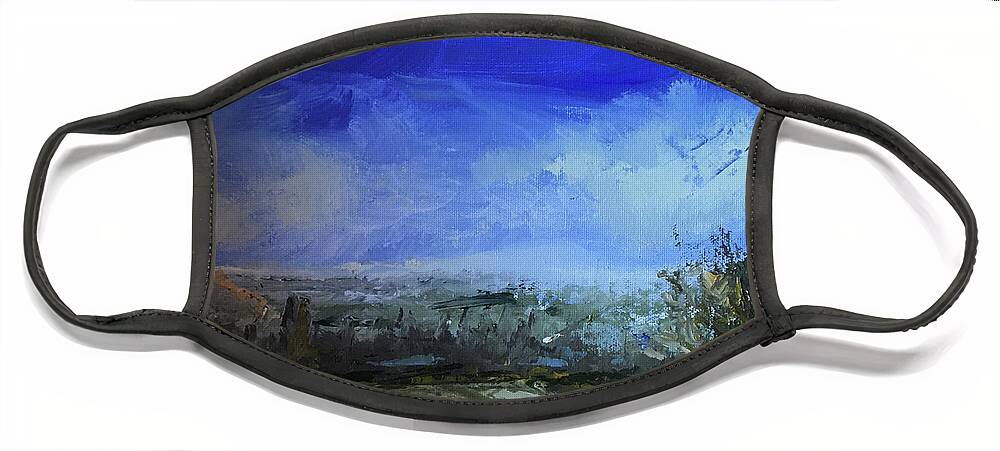 Blue Face Mask featuring the painting Edge of Blue by Glory Ann Penington