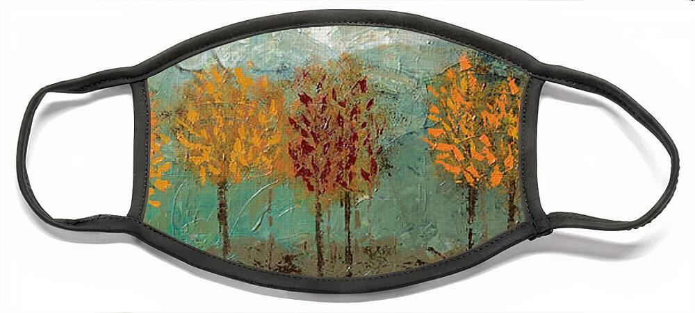 Trees Face Mask featuring the painting Edge of the Forest II by Linda Bailey
