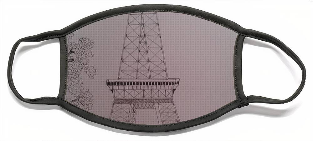 Paris Face Mask featuring the drawing Effiel Tower by Donald Northup
