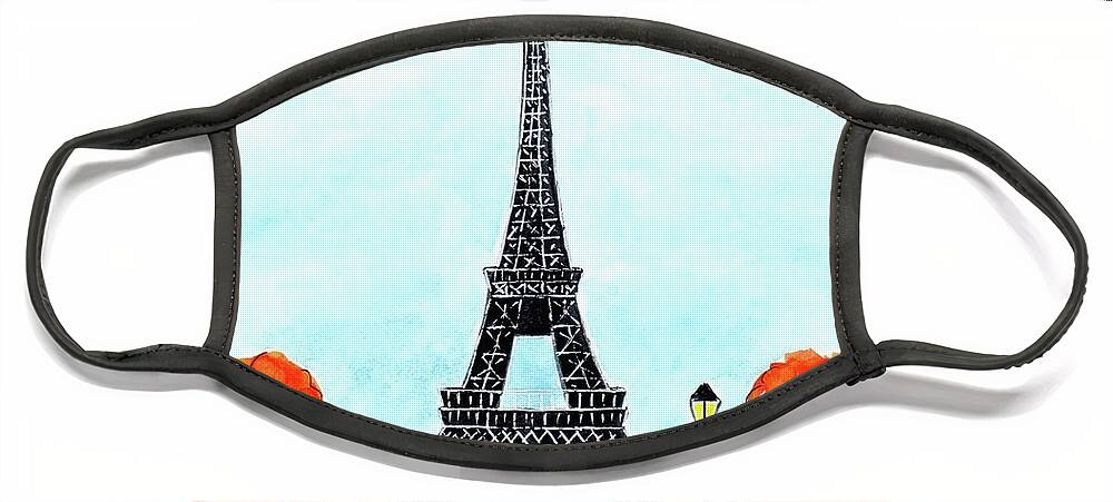 Eiffel Tower Face Mask featuring the painting Eiffel Tower in the Fall by Donna Mibus