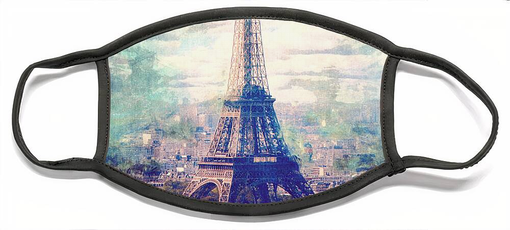 Eiffel Tower Face Mask featuring the digital art Eiffel Tower by Phil Perkins