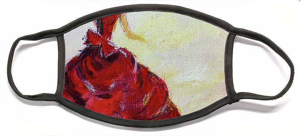 Lady Face Mask featuring the painting Elegant Lady in a Red Dress by Roxy Rich