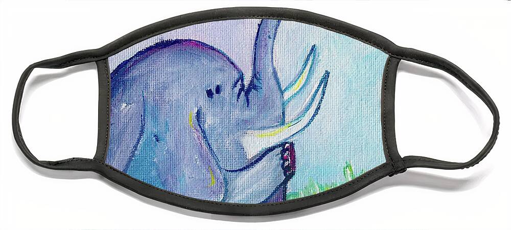 Elephant Face Mask featuring the painting Elephant Love by Roxy Rich
