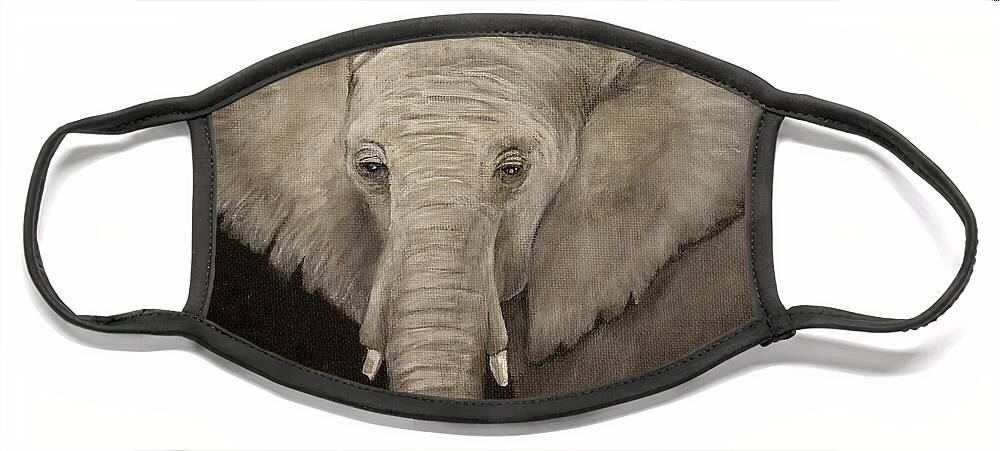 Elephant Face Mask featuring the painting The Elephant by Shirley Dutchkowski