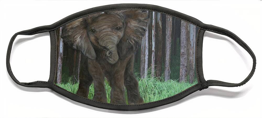 Art Face Mask featuring the painting Elephant by Tammy Pool
