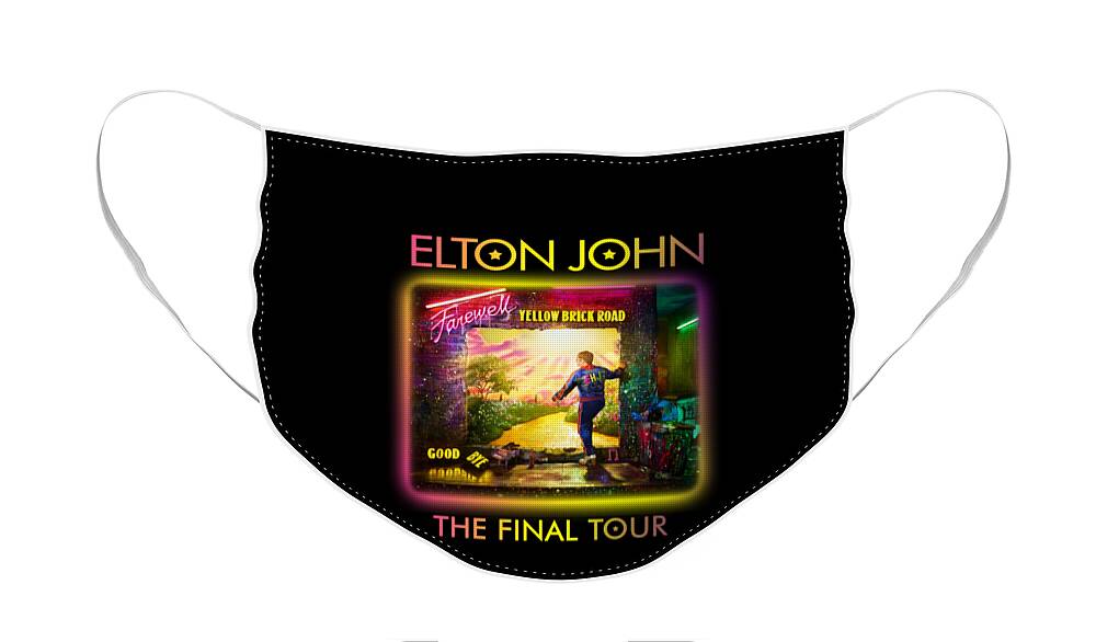 Elton Face Mask featuring the digital art Elton John Farewell Yellow Brick Road Tour 2020 by Jaki Meuhrn