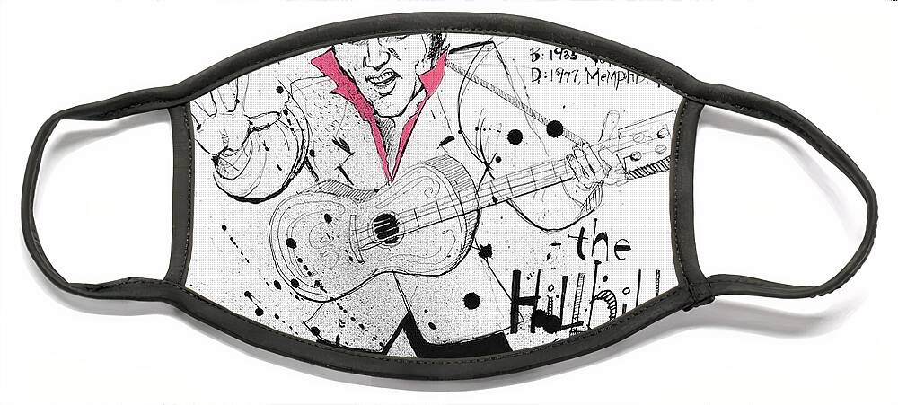  Face Mask featuring the drawing Elvis Presley by Phil Mckenney