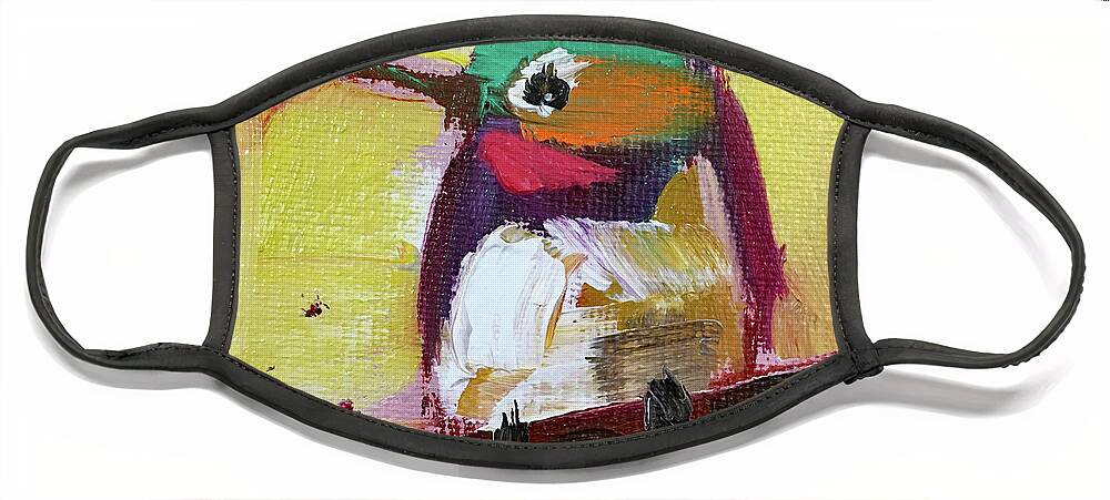 Hummingbird Face Mask featuring the painting Emerald Crested Hummingbird by Roxy Rich