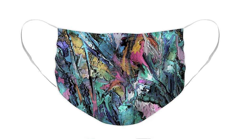 Cold Wax Face Mask featuring the painting Underwater Garden Abstract by Jean Batzell Fitzgerald