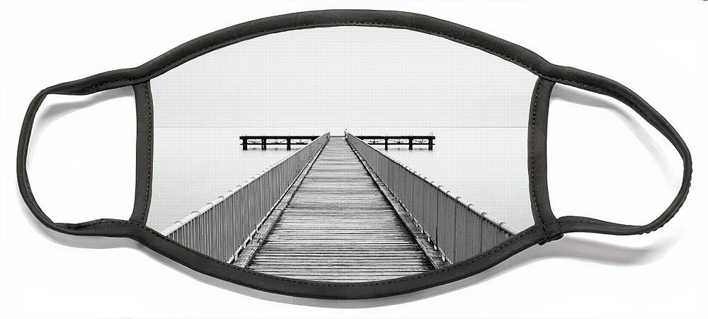 Seascape Face Mask featuring the photograph Empty Pier, Minimal seascape by Michalakis Ppalis