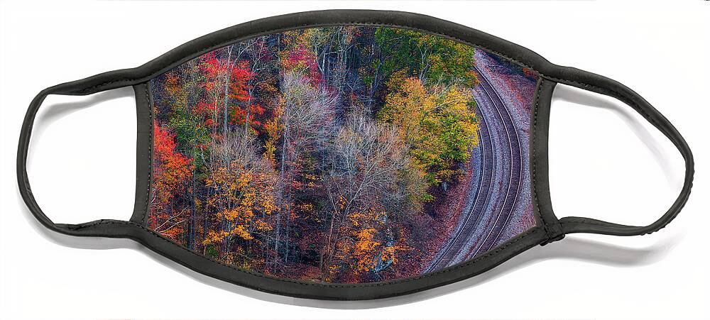 Fall Face Mask featuring the photograph Empty Tracks in the Fall by Darren White