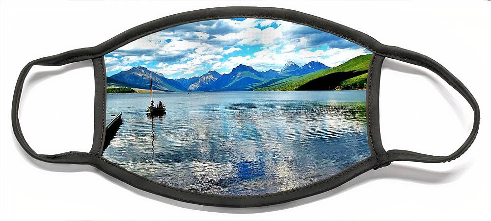 Lake Mcdonald Face Mask featuring the photograph End To That Perfect Day Montana by William Rockwell