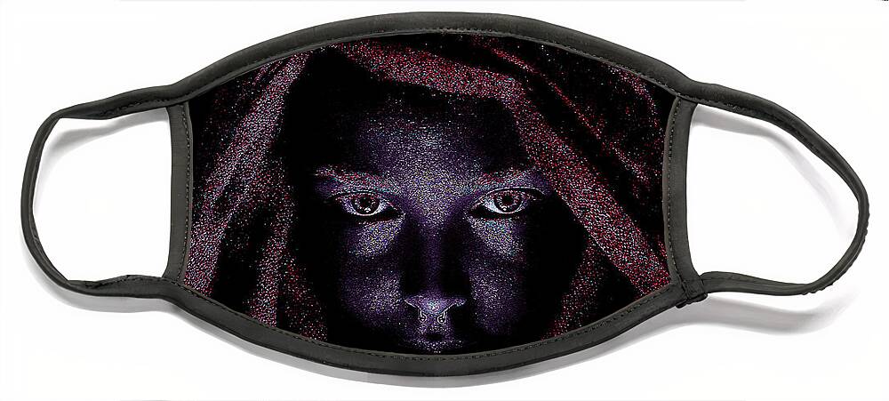 Enigma Face Mask featuring the mixed media Enigma by Alex Mir