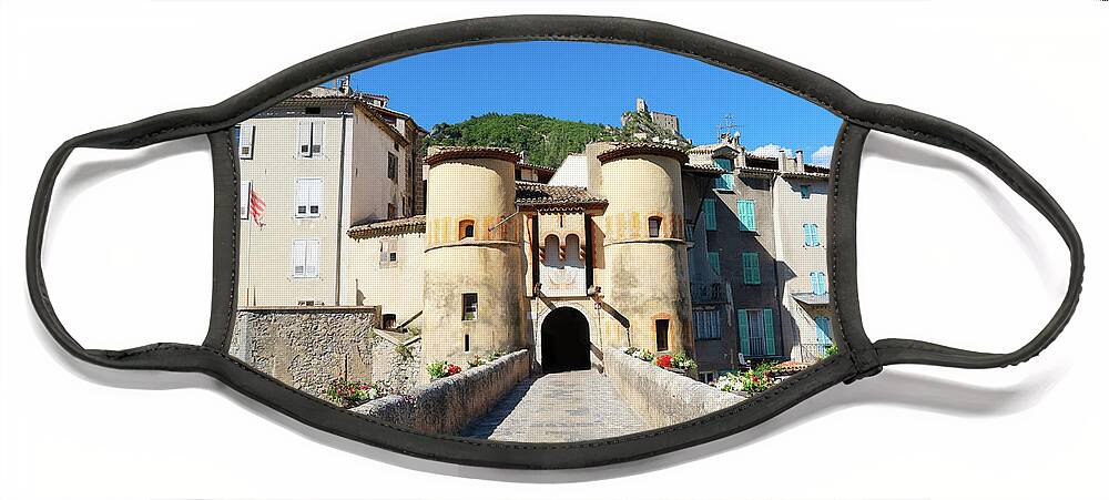 Provence Face Mask featuring the photograph entrance gate of Entrevaux by Anastasy Yarmolovich