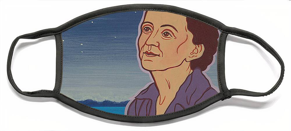 Environmental Prophet Rachel Carson Face Mask featuring the painting Environmental Prophet Rachel Carson -after the artist Hiroshige by William Hart McNichols