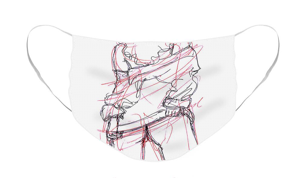 Erotic Renderings Face Mask featuring the drawing Erotic Art Drawings 6 by Gordon Punt