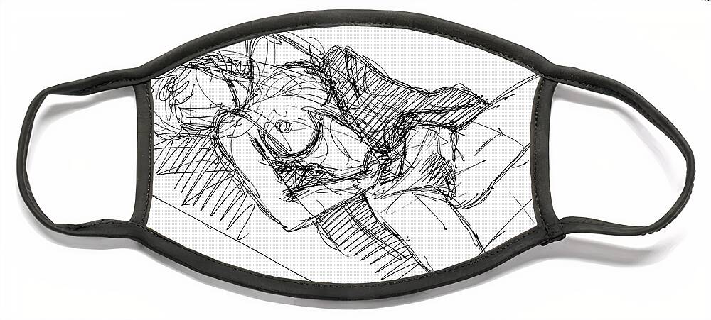 Erotic Renderings Face Mask featuring the drawing Erotic Art Drawings 7 by Gordon Punt