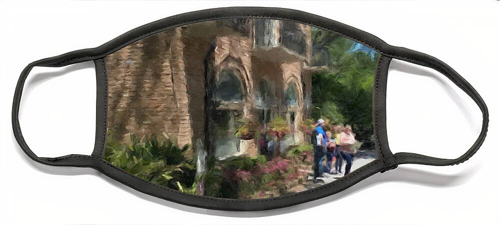 Bellingrath Face Mask featuring the painting Estate Garden House by Gary Arnold