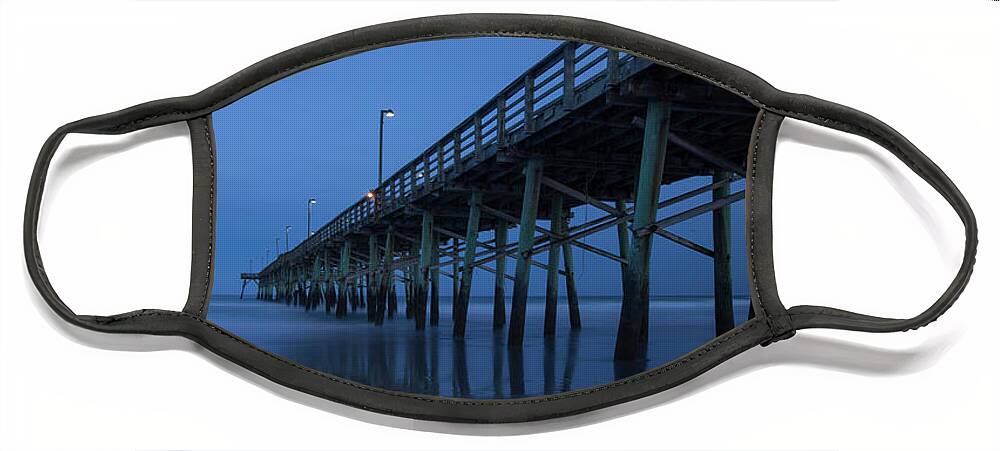 Carolina Coast Face Mask featuring the photograph Evening at the Pier - Topsail Island by Mike McGlothlen
