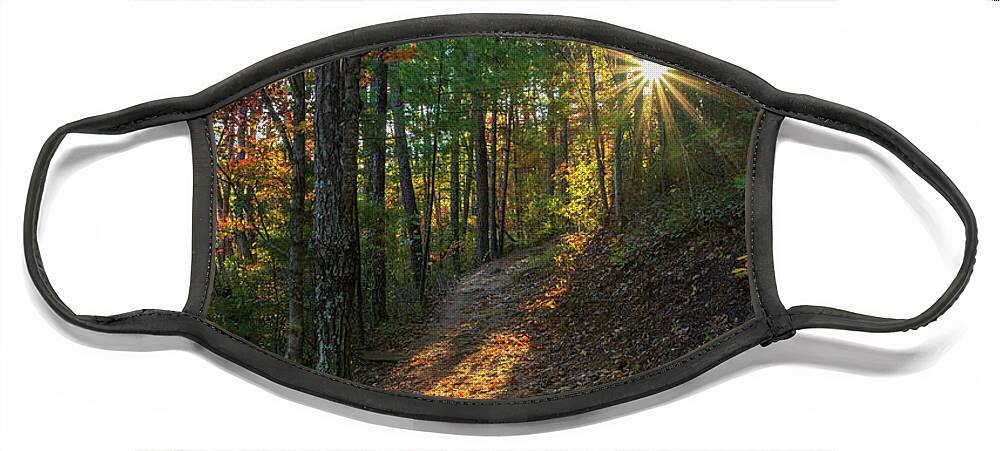 Hiking Face Mask featuring the photograph Evening Fall hike by Barbara Bowen