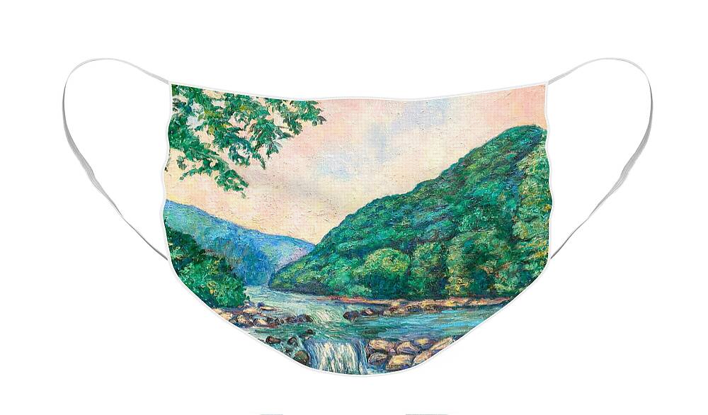Landscape Face Mask featuring the painting Evening River Scene by Kendall Kessler