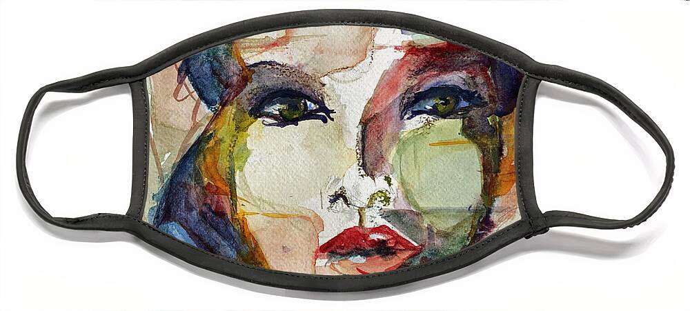 Portrait Face Mask featuring the painting Expectant by Sharon Sieben