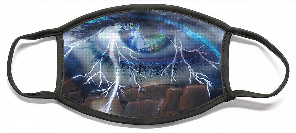 Eyes Face Mask featuring the mixed media Eye of the Storm by Ronald Mills