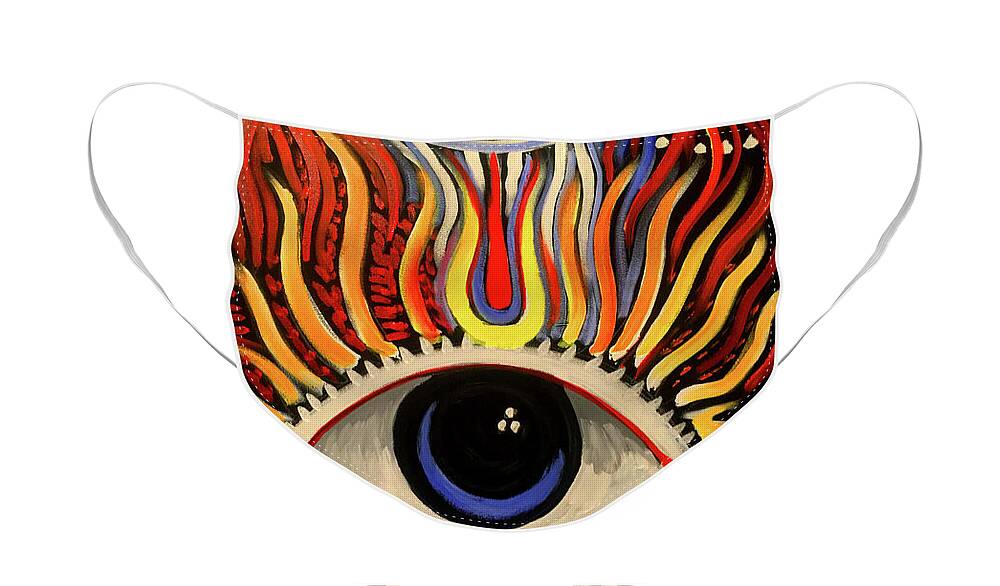 Eye Face Mask featuring the painting Eye On U2 by Amzie Adams