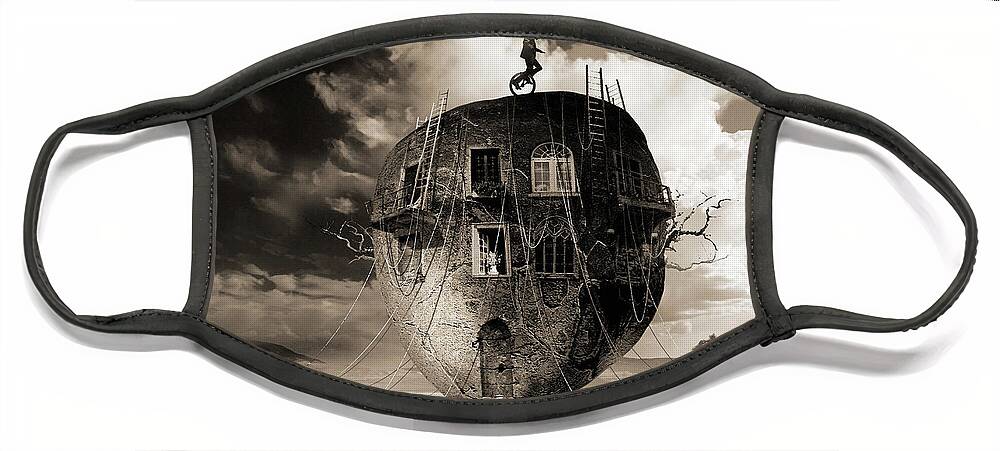 Surrealistic Landscape Rock Mass Windows Exterior Scenery Balcon Face Mask featuring the digital art Eyes are windows to the soul by George Grie