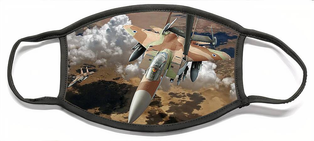 F-15 Face Mask featuring the digital art F-15I Ra'am Refueling froma KC-10 Extender by Custom Aviation Art