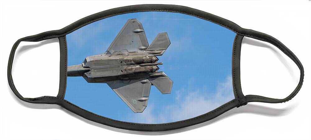 2018 Face Mask featuring the photograph F-22 Raptor Underside by David R Robinson