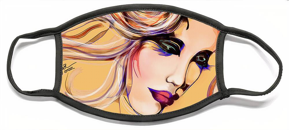 Figurative Art Face Mask featuring the digital art Face of Serenity by Stacey Mayer
