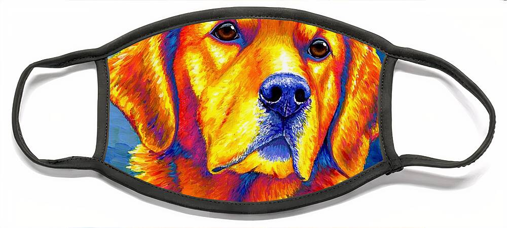 Golden Retriever Face Mask featuring the painting Faithful Friend - Colorful Golden Retriever Dog by Rebecca Wang