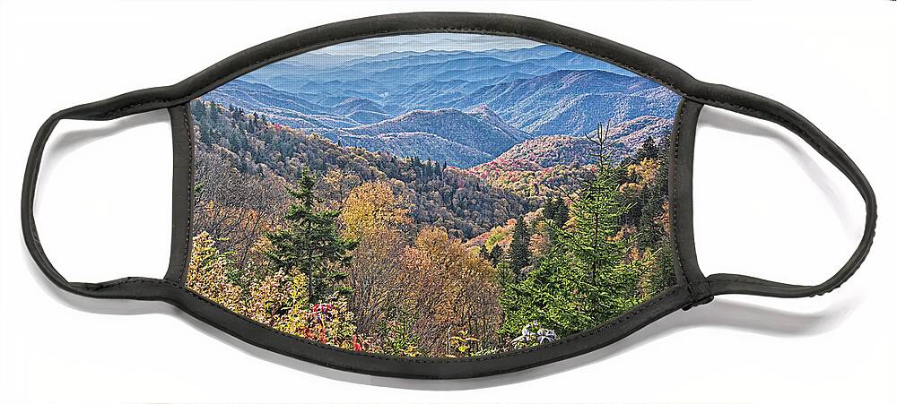 Blue Ridge Face Mask featuring the photograph Fall Foliage Alnng the Blue Ridge Parkway by Bob Decker
