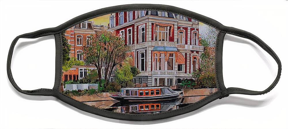 Amsterdam Face Mask featuring the painting Fall in Amsterdam by Bill Dunkley