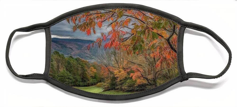 Cades Cove Face Mask featuring the photograph Fall in the Cove, Stylized by Marcy Wielfaert
