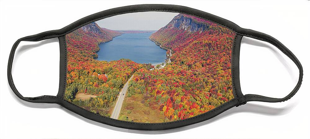 Bvt Face Mask featuring the photograph Fall Road Leads To Lake Willoughby, VT by John Rowe