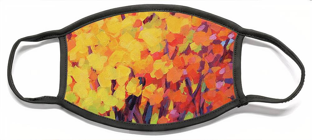 Fall Face Mask featuring the painting Fall Trees by Karen Ilari