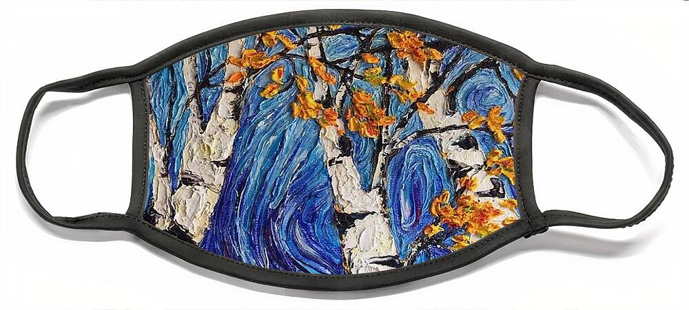 Fall Trees Face Mask featuring the painting Fall Trees by Paris Wyatt Llanso