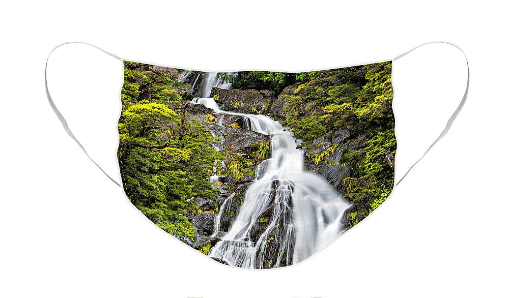 Fan-tail-falls Face Mask featuring the photograph Fan Tail Falls by Gary Johnson