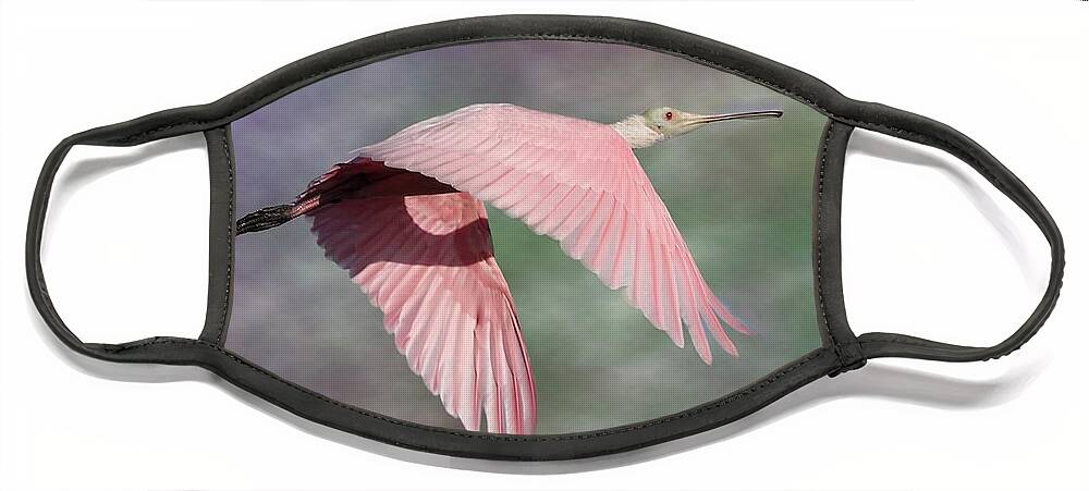 Roseate Spoonbill Face Mask featuring the photograph Fantasy World by Mingming Jiang