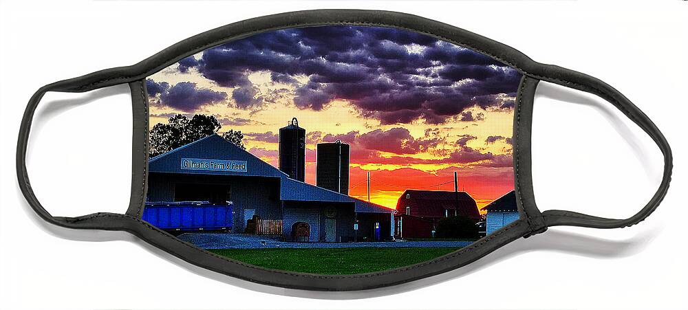  Face Mask featuring the photograph Farm sunset by Stephen Dorton
