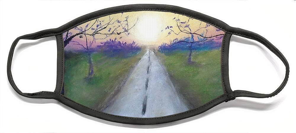Road Sunset Face Mask featuring the painting Fated Dreams by Jen Shearer